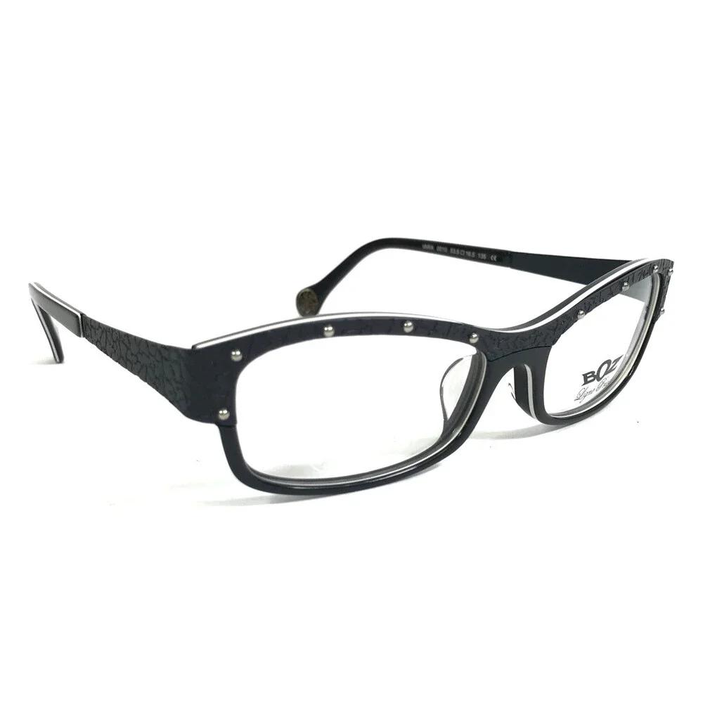 BOZ Eyeglasses Frames VARA 0010 Black White Silver Studded 53.5-16.5-135